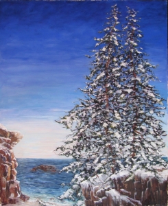 pastel Winter Maine Trees